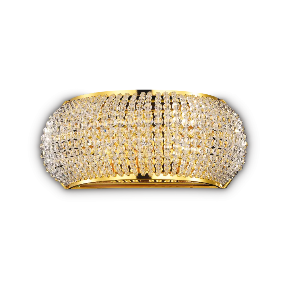 Aplique de pared Ideal Lux Pasha' dorado cristal y cerámica 3 luces 120W 25,5cm 082288