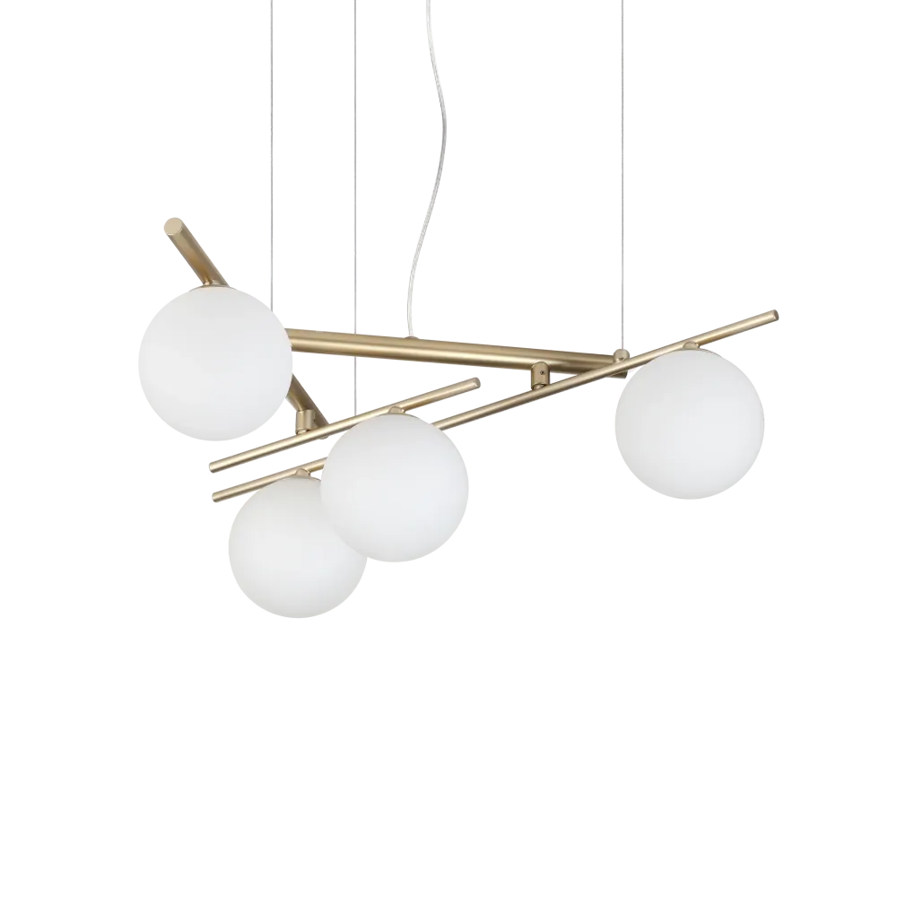 Lámpara colgante Ideal Lux Atlas dorado cristal 4 luces 16W Ø62cm 365107
