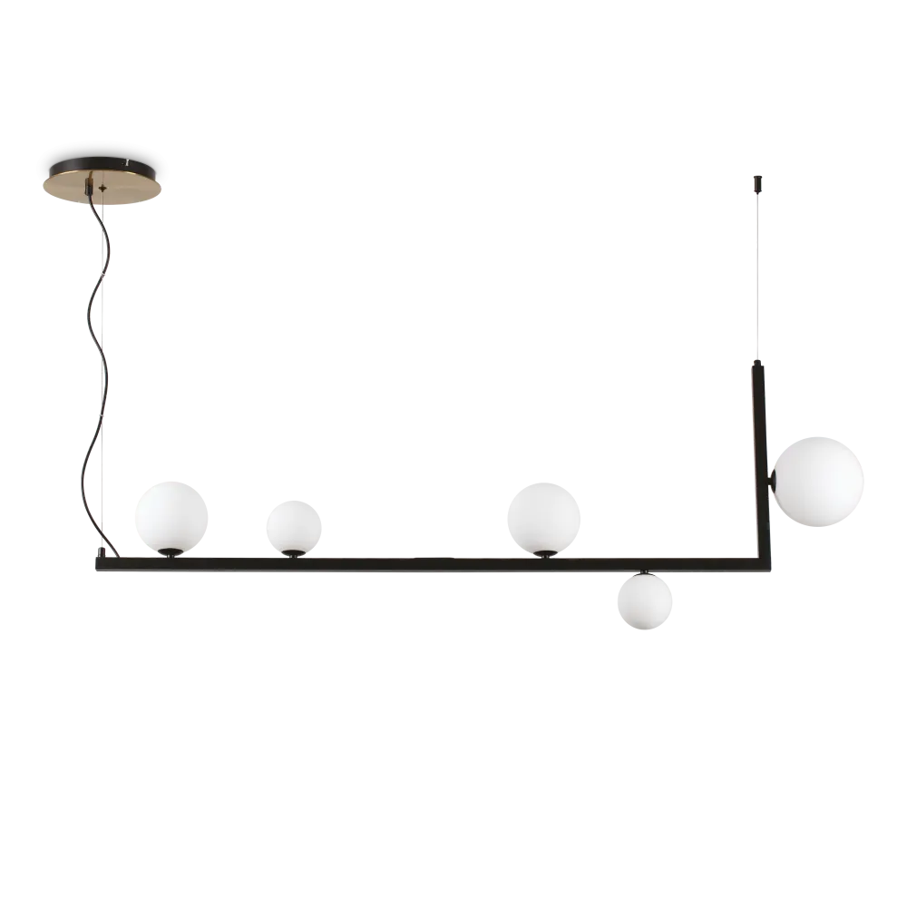 Lámpara colgante Ideal Lux Birds negro cristal 5 luces 75W 135,5cm 273648