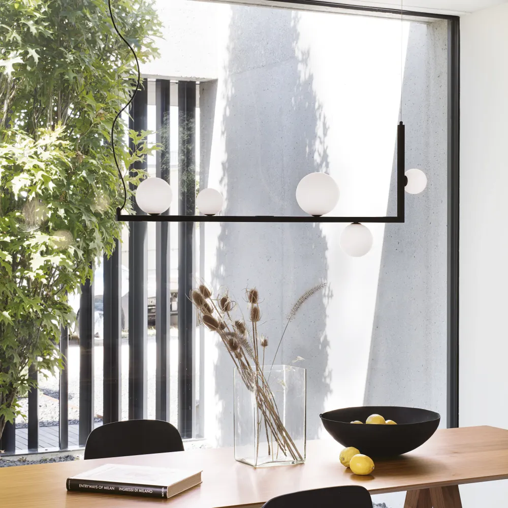 Lámpara colgante Ideal Lux Birds negro cristal 5 luces 75W 135,5cm 273648