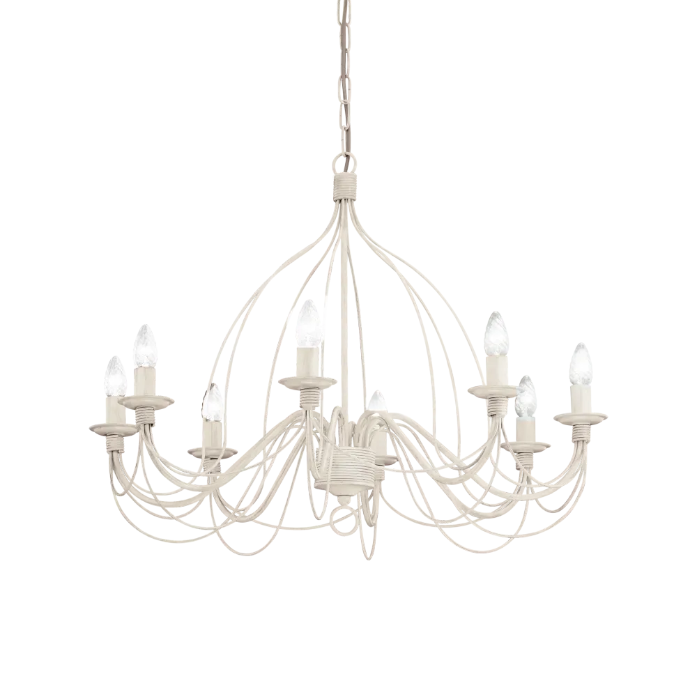 Lámpara colgante Ideal Lux Corte blanco 8 luces 320W Ø80cm 005898