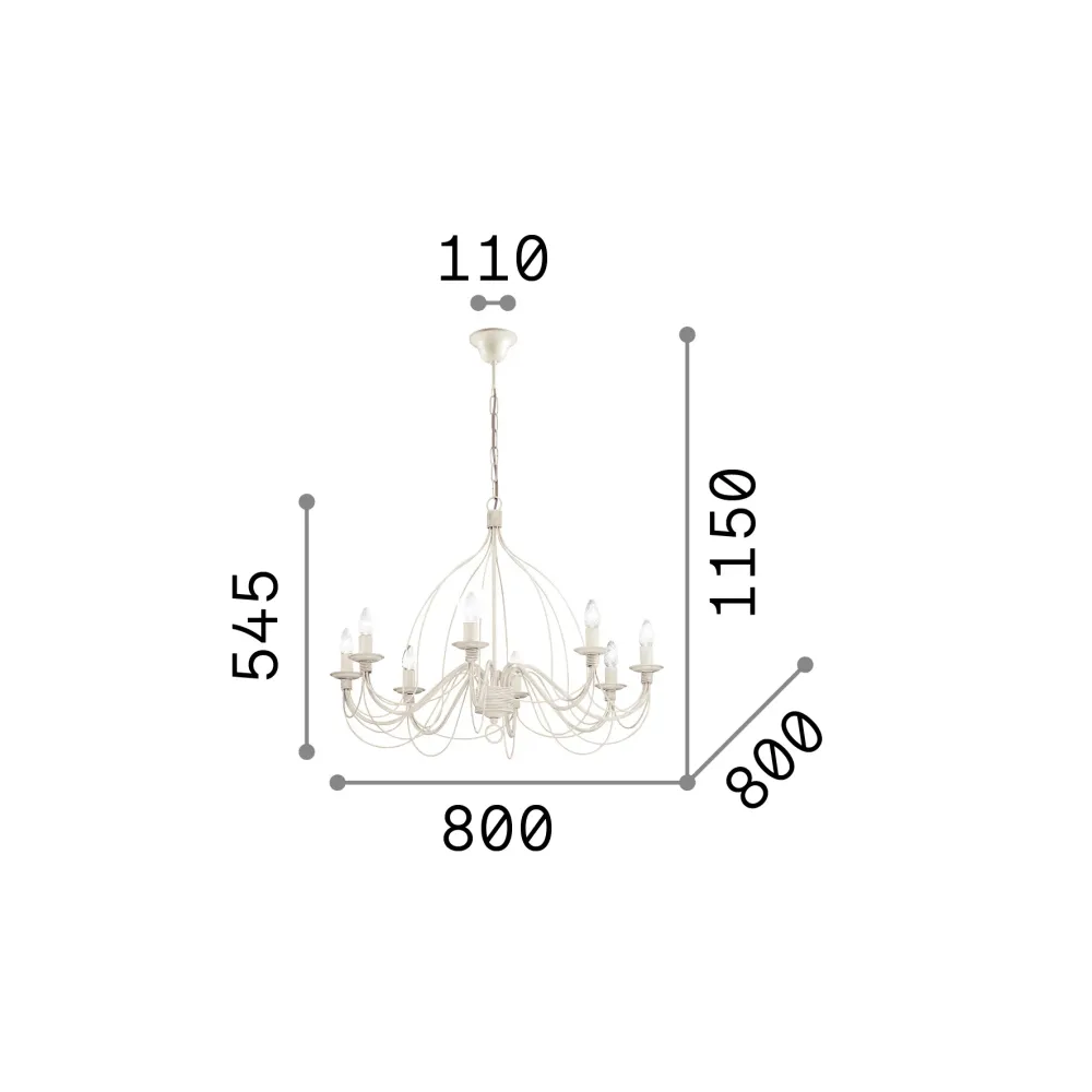 Lámpara colgante Ideal Lux Corte blanco 8 luces 320W Ø80cm 005898