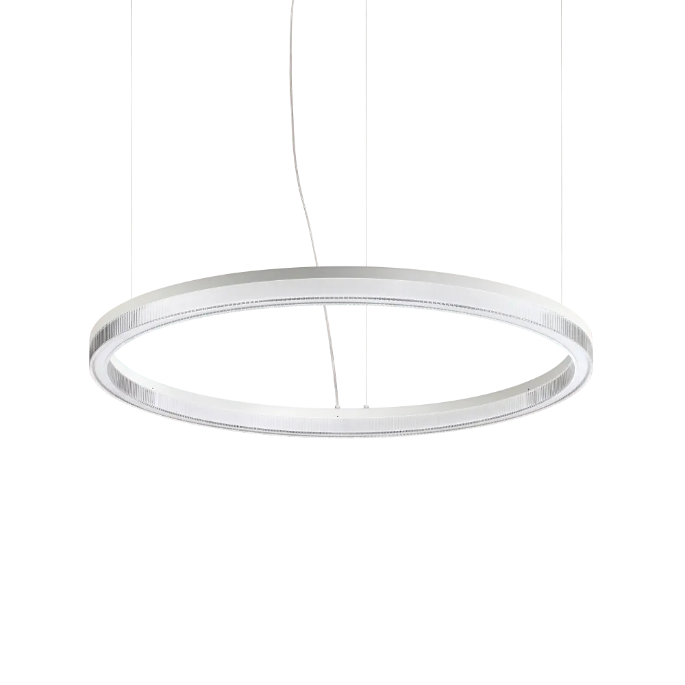 Lámpara colgante Ideal Lux Crown blanco cristal LED 43W Ø80cm 339146