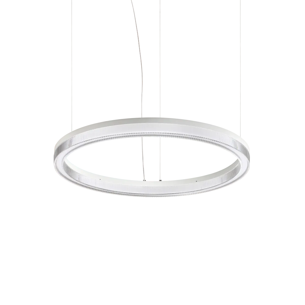 Lámpara colgante Ideal Lux Crown blanco cristal LED 31W Ø60cm 364988