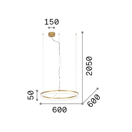 Lámpara colgante Ideal Lux Crown blanco cristal LED 31W Ø60cm 364988