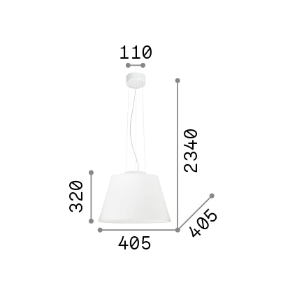Lámpara colgante Ideal Lux Cylinder blanco cristal 60W Ø40,5cm 025438