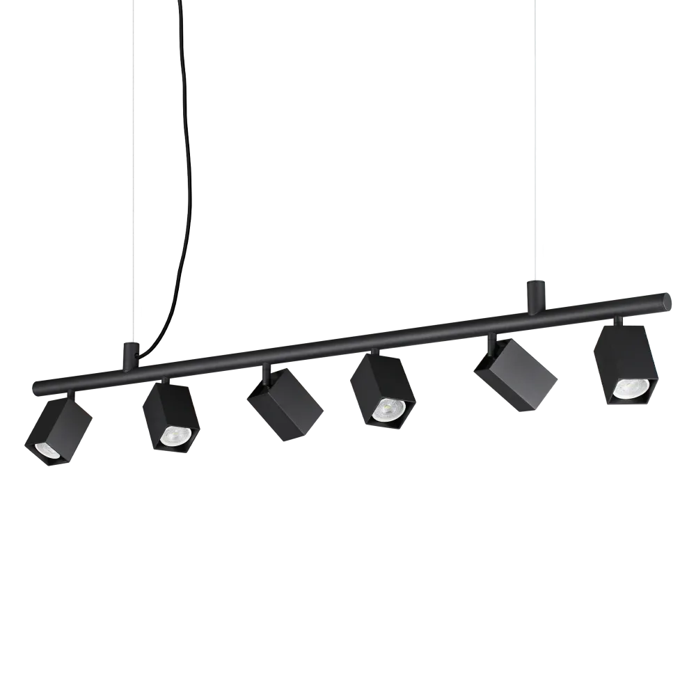 Lámpara colgante Ideal Lux Dynamite negro 6 luces 168W 115,5cm 371412