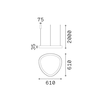 Lámpara colgante Ideal Lux Gemini latón LED 47W 4000K 61cm 372174