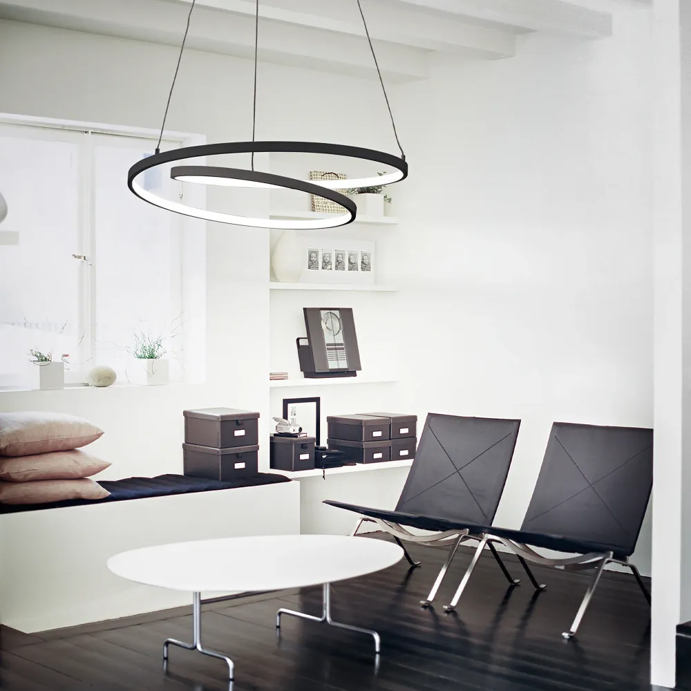 Lámpara colgante Ideal Lux Oz negro LED 52W 2700K Ø80cm 342412