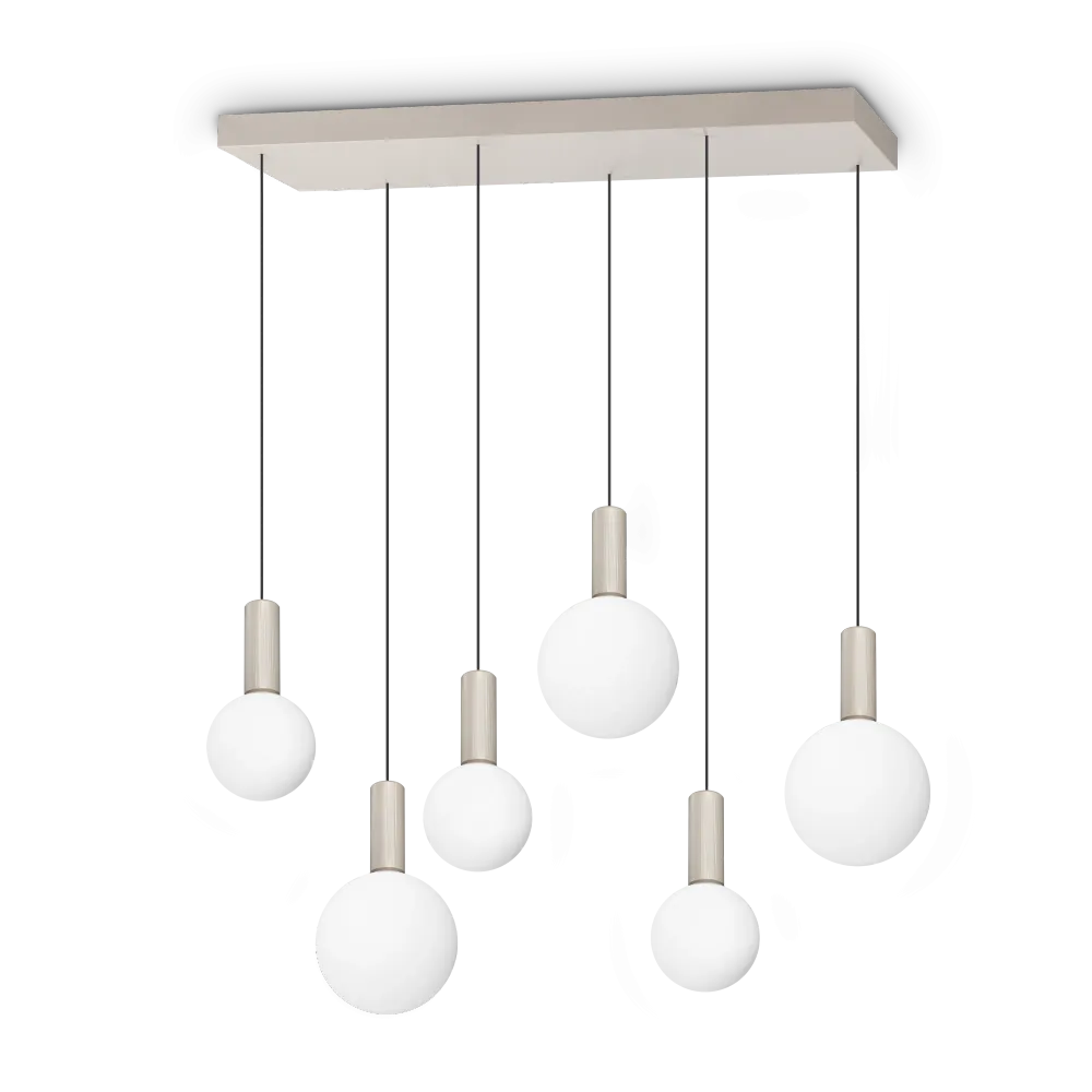 Lámpara colgante Ideal Lux Odeon blanco cristal LED 6 luces 39W 88cm 349220