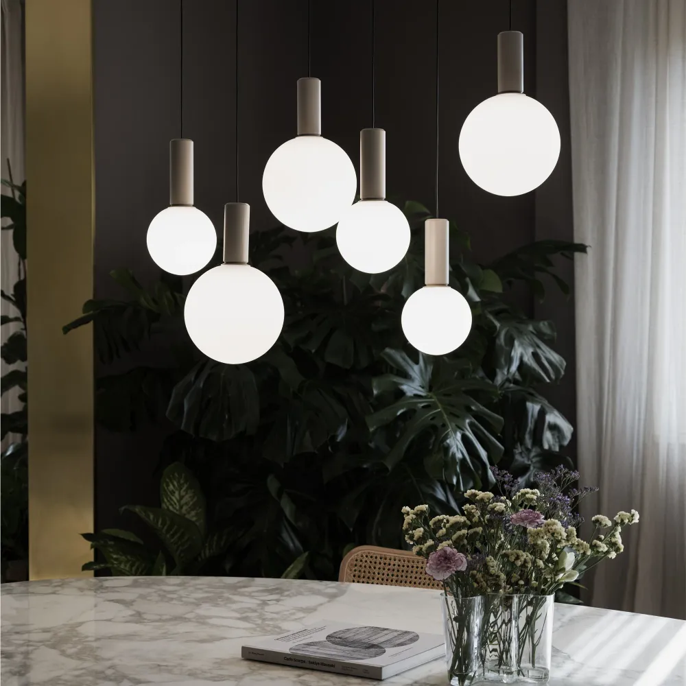 Lámpara colgante Ideal Lux Odeon blanco cristal LED 6 luces 39W 88cm 349220