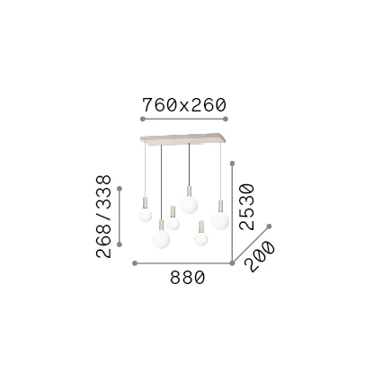 Lámpara colgante Ideal Lux Odeon blanco cristal LED 6 luces 39W 88cm 349220