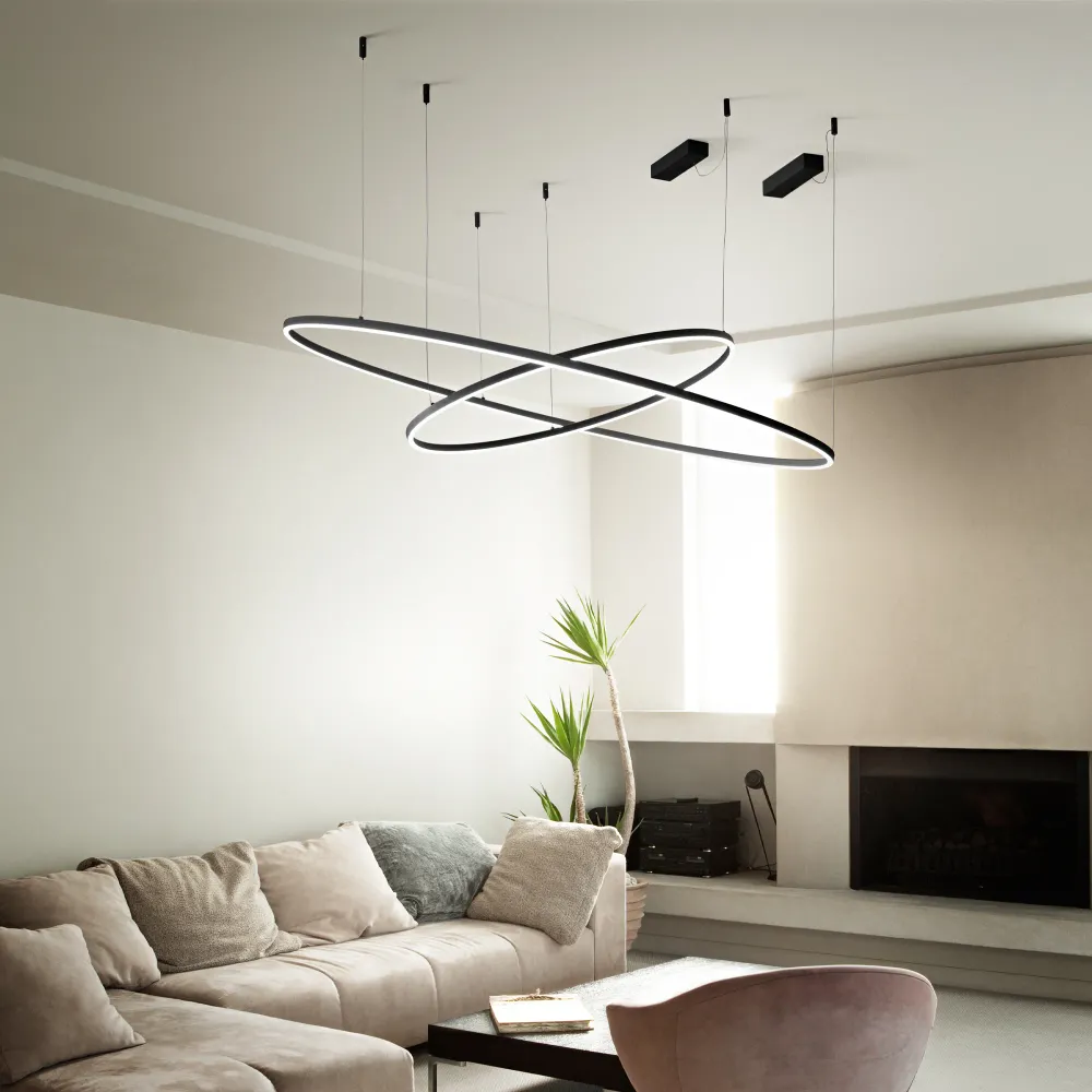 Lámpara colgante Ideal Lux Oracle Slim negro LED 37W 2700K Ø70cm 342047