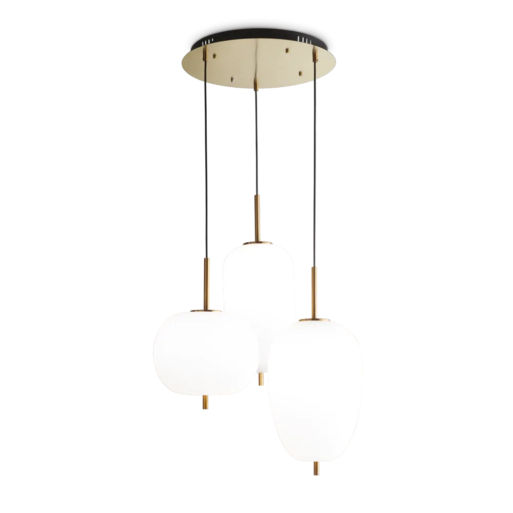 Lámpara colgante Ideal Lux Umile blanco cristal LED 3 luces 56W Ø63cm 224541