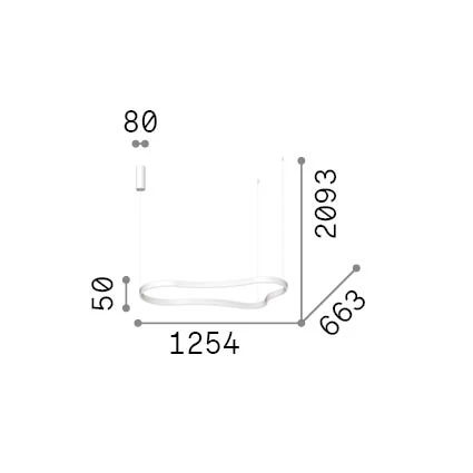Lámpara colgante Ideal Lux Waves dorado LED 45W 125,4cm 345253