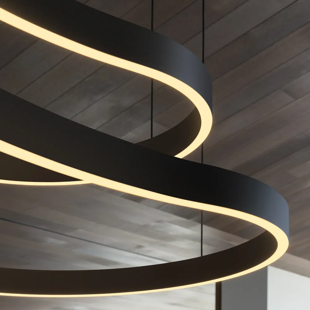 Lámpara colgante Ideal Lux Waves negro LED 45W 125,4cm 345246