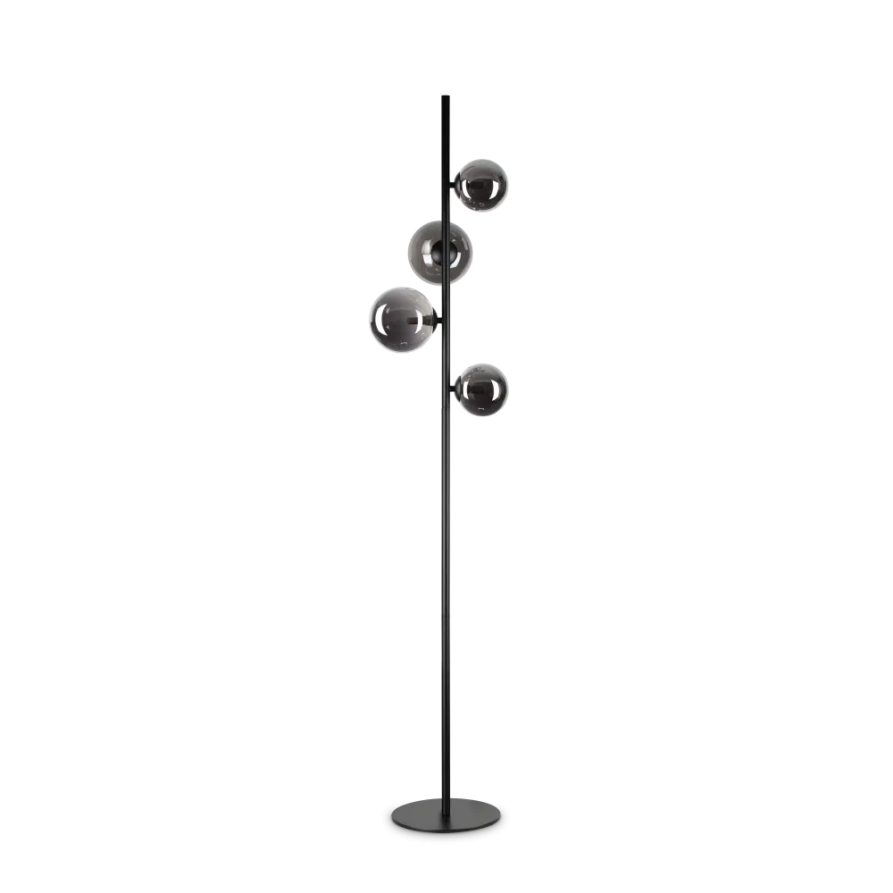 Lámpara de pie Ideal Lux Perlage fumé cristal 4 luces 60W 164cm 306988