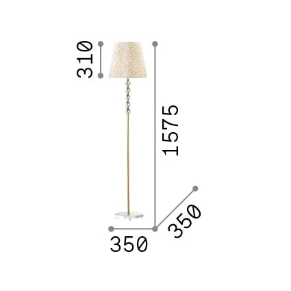 Lámpara de pie Ideal Lux Queen dorado cristal y tela 60W 157,5cm 077765