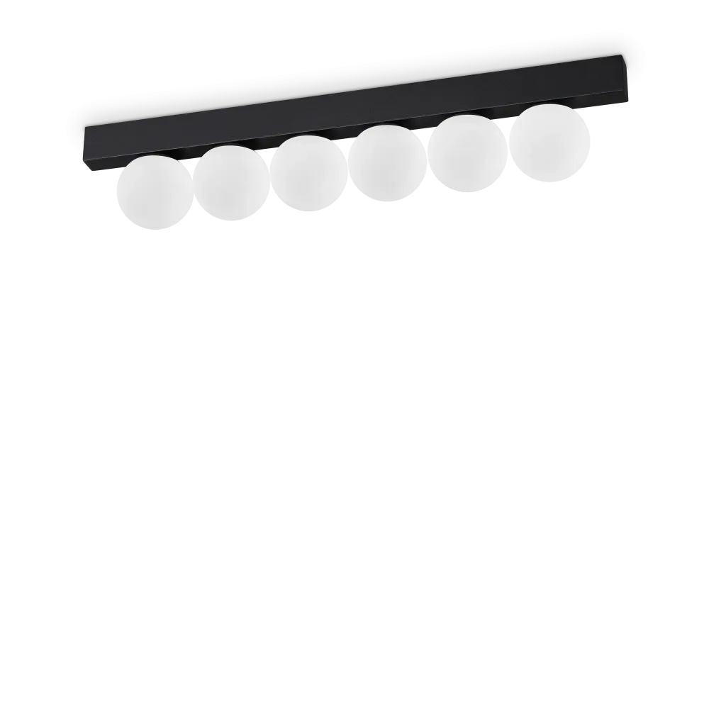 Plafón de techo Ideal Lux Binomio negro cristal LED 6 luces 18W 43,5cm 313290