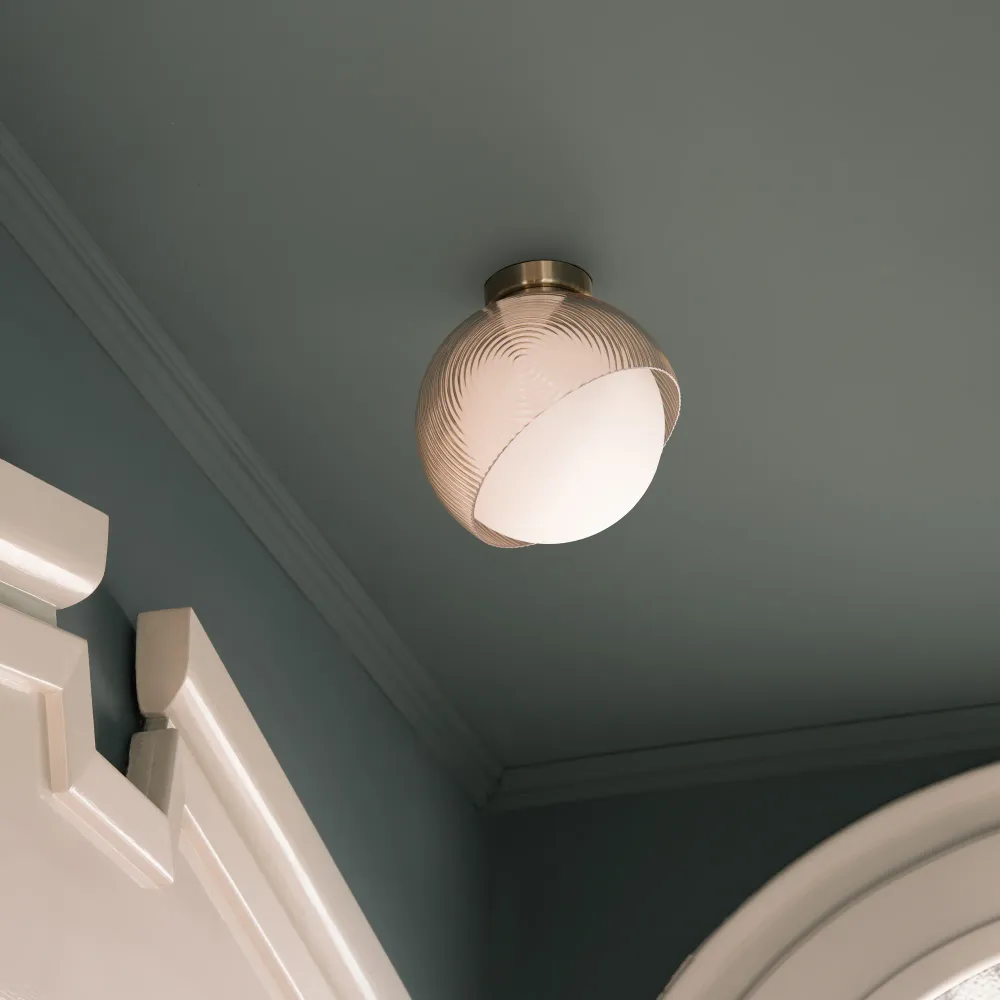 Plafón de techo Ideal Lux Bloom latón cristal 42W Ø30cm 366593