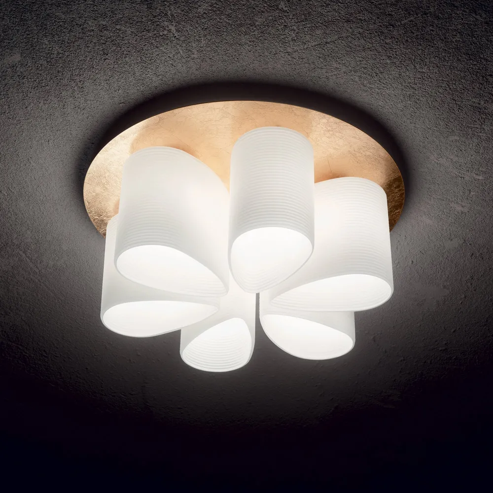 Plafón de techo Ideal Lux Daisy dorado cristal 6 luces 312W Ø60cm 247779