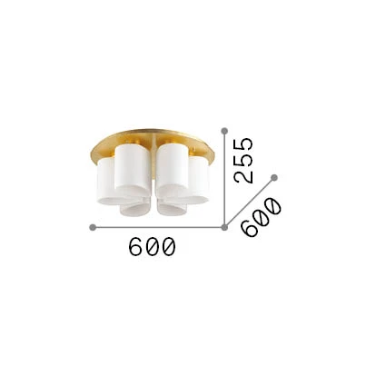 Plafón de techo Ideal Lux Daisy dorado cristal 6 luces 312W Ø60cm 247779