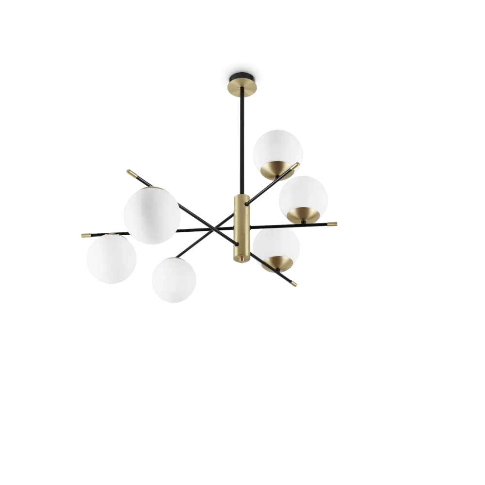 Plafón de techo Ideal Lux Gourmet negro cristal 6 luces 168W Ø100cm 289496