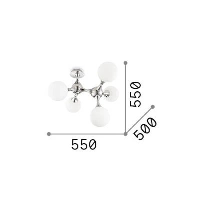 Plafón de techo Ideal Lux Nodi latón cristal 5 luces 140W 55cm 241050