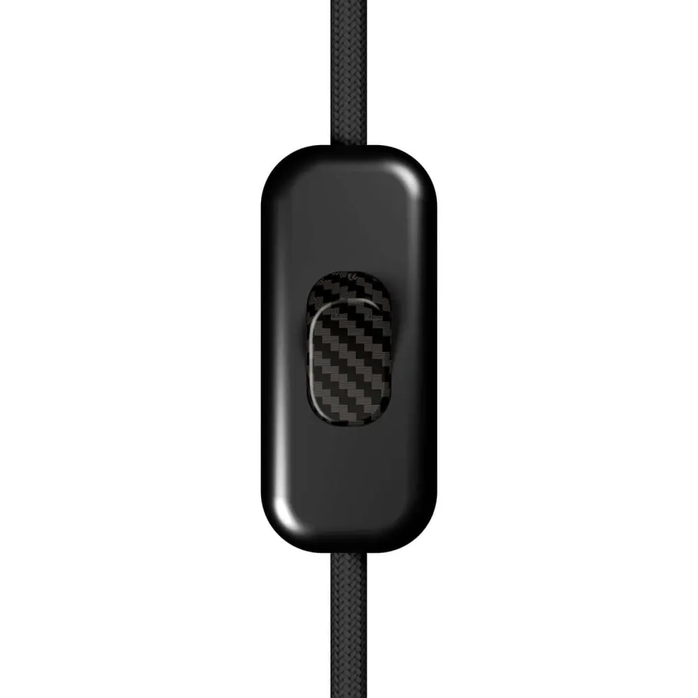 Interrupteur unipolaire coupe-câble Creative Switch Noir et bouton effet fibre de carbone