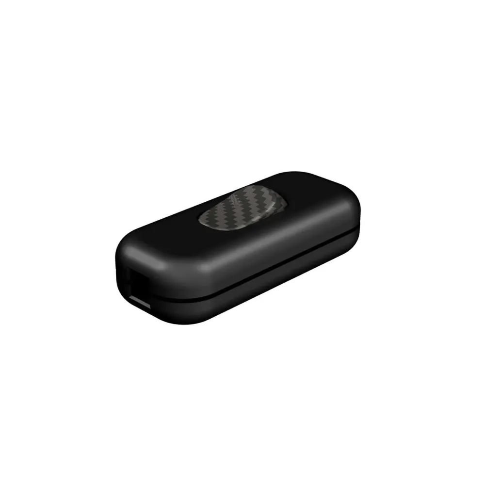Interrupteur unipolaire coupe-câble Creative Switch Noir et bouton effet fibre de carbone