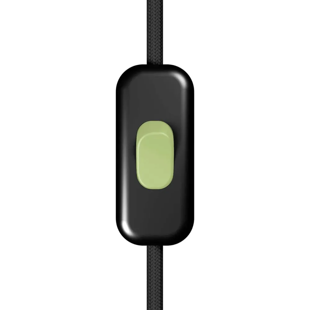 Interrupteur unipolaire coupe-câble Creative Switch noir et bouton vert prairie