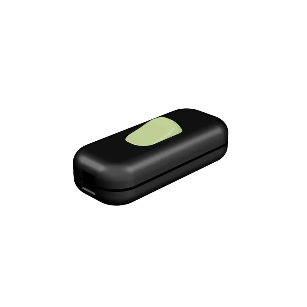 Interrupteur unipolaire coupe-câble Creative Switch noir et bouton vert prairie