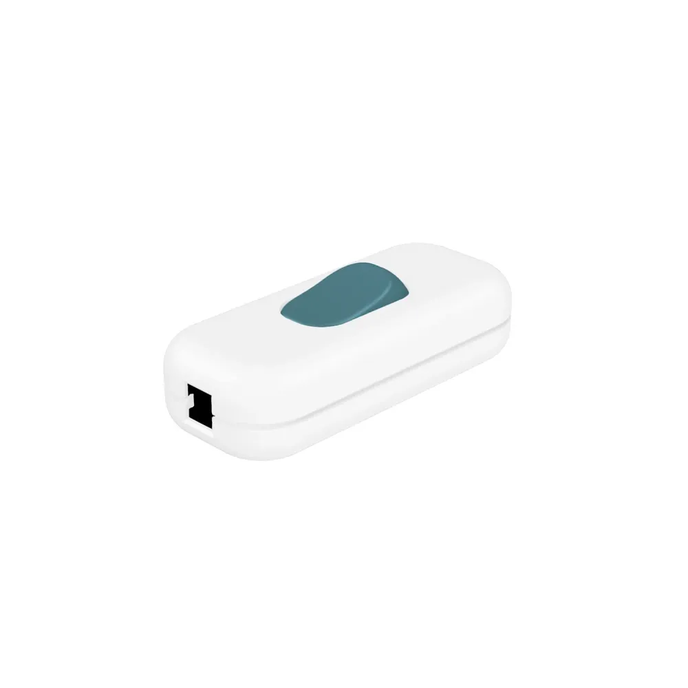 Interrupteur unipolaire coupe-circuit Creative Switch blanc et bouton pétrole