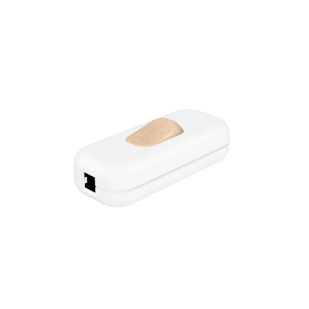 Interrupteur unipolaire coupe-fil Creative Switch Blanc et bouton effet bois
