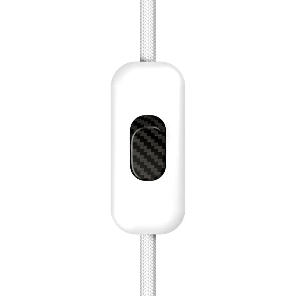 Interrupteur unipolaire Creative Switch blanc et bouton effet fibre de carbone