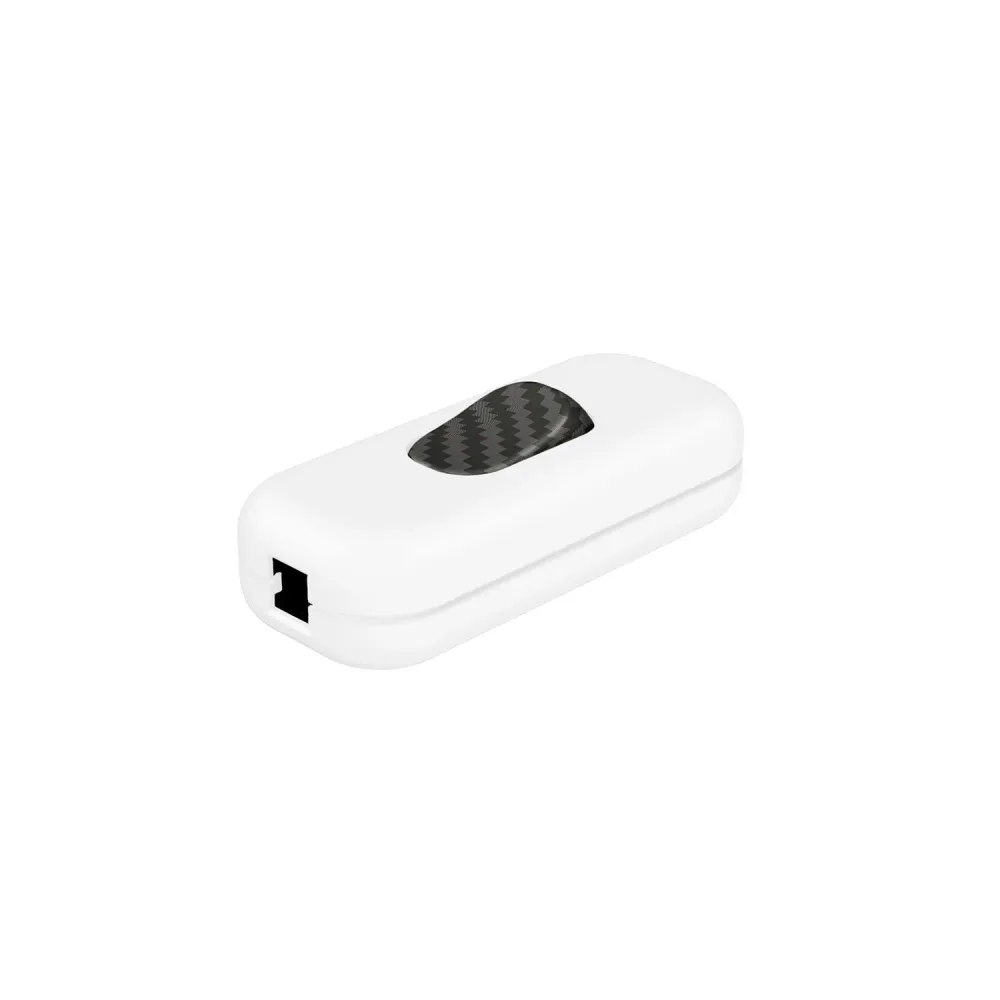 Interrupteur unipolaire Creative Switch blanc et bouton effet fibre de carbone
