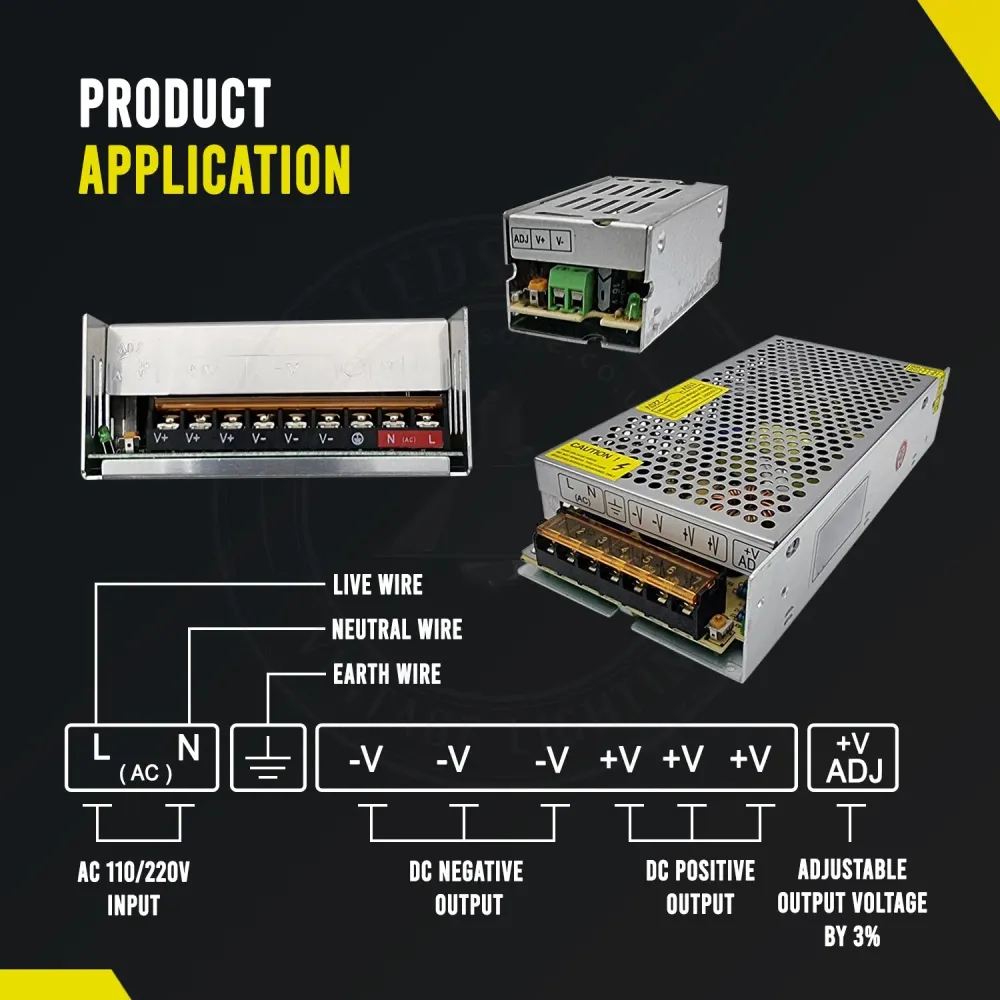 IP20 Transformateur de commutation LED Driver DC 5V 200W 40A ~1844