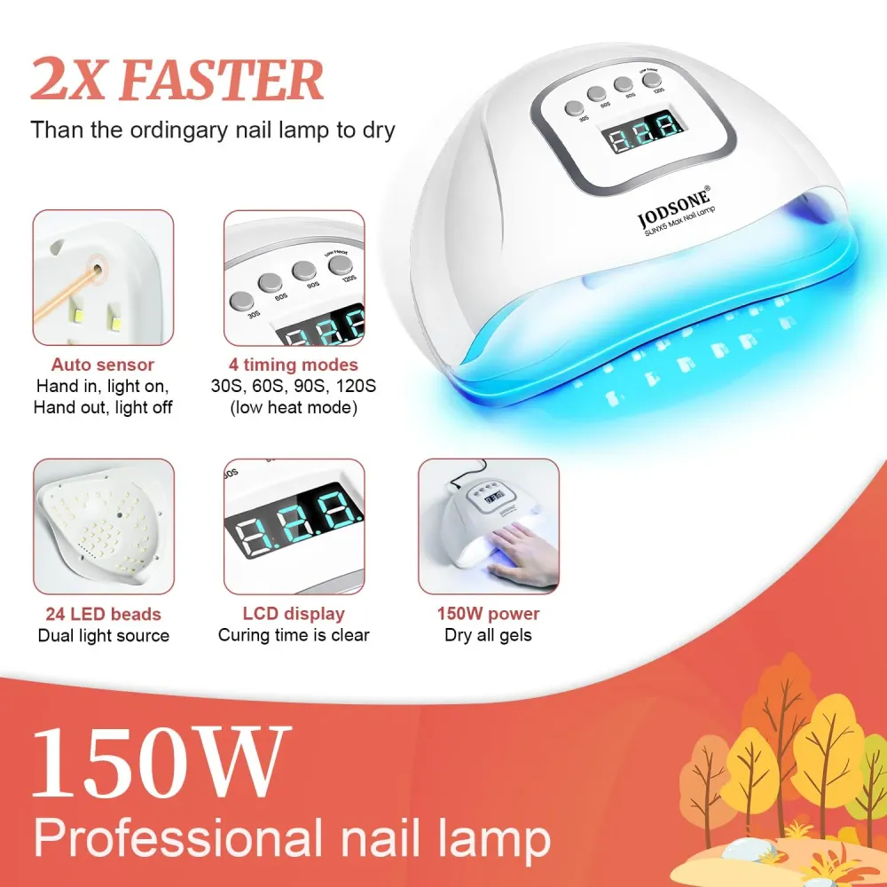 JODSONE Kit Gel Nail Polish avec Lampe UV – 32 Couleurs, Base, Top Coat et Outils Manucure