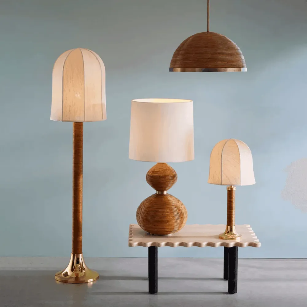 Jonathan Adler Lampe De Table Riviera En Rotin