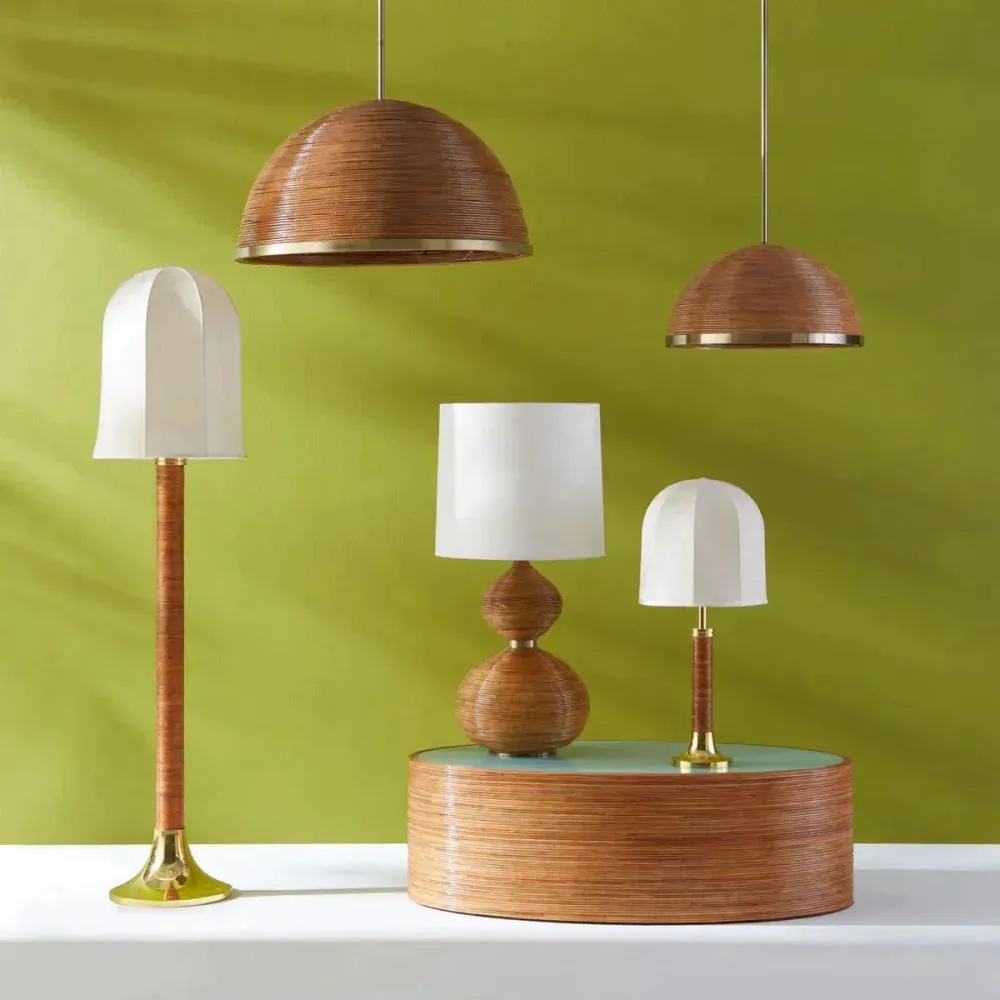 Jonathan Adler Lampe De Table Riviera En Rotin