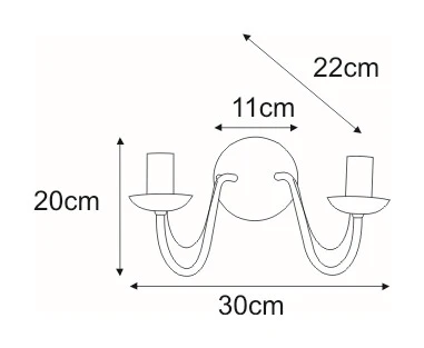 Applique murale Kaja Bartez II 2L, douille E14, hauteur 20 cm