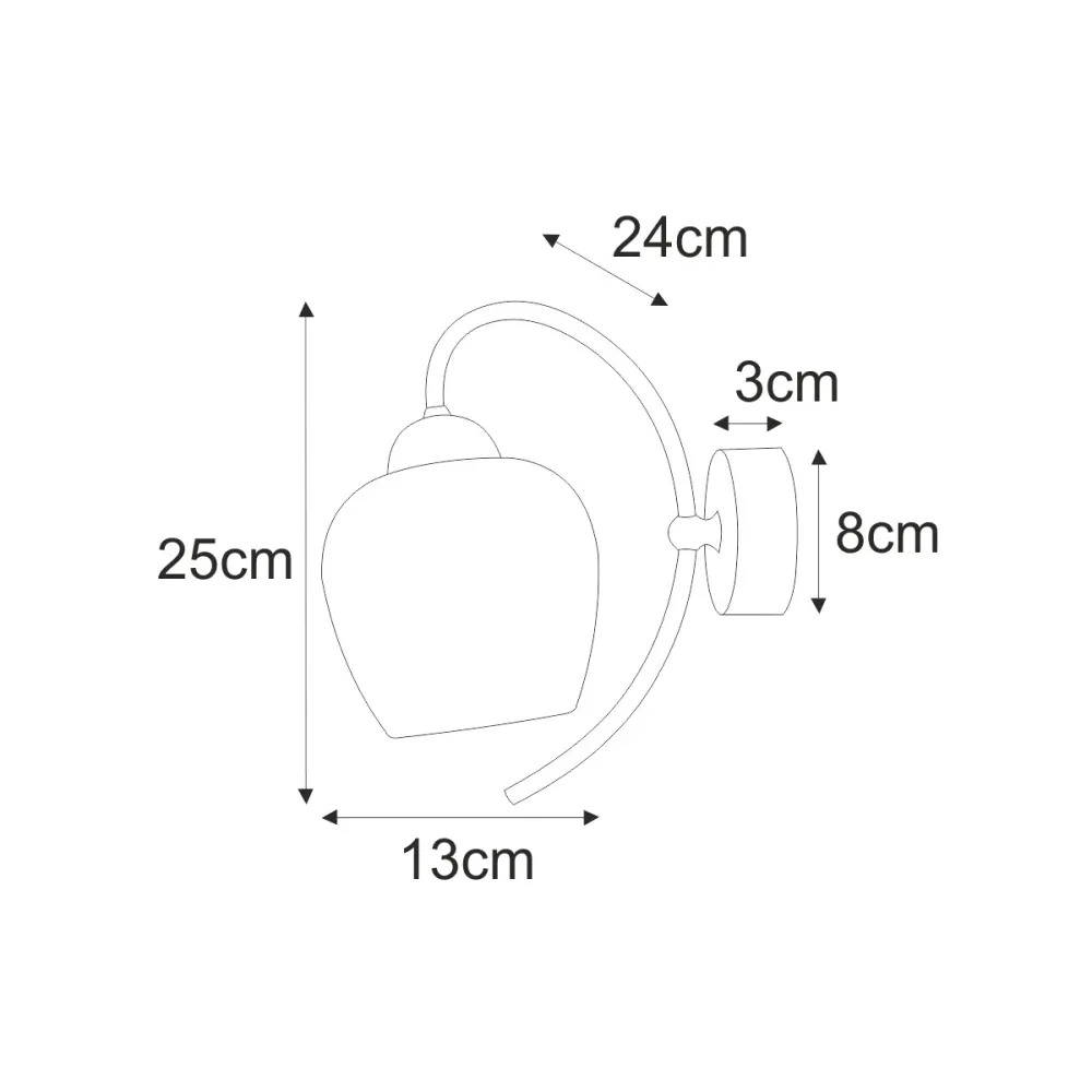 Applique murale Kaja Diuna 1L, douille E27, hauteur 25 cm