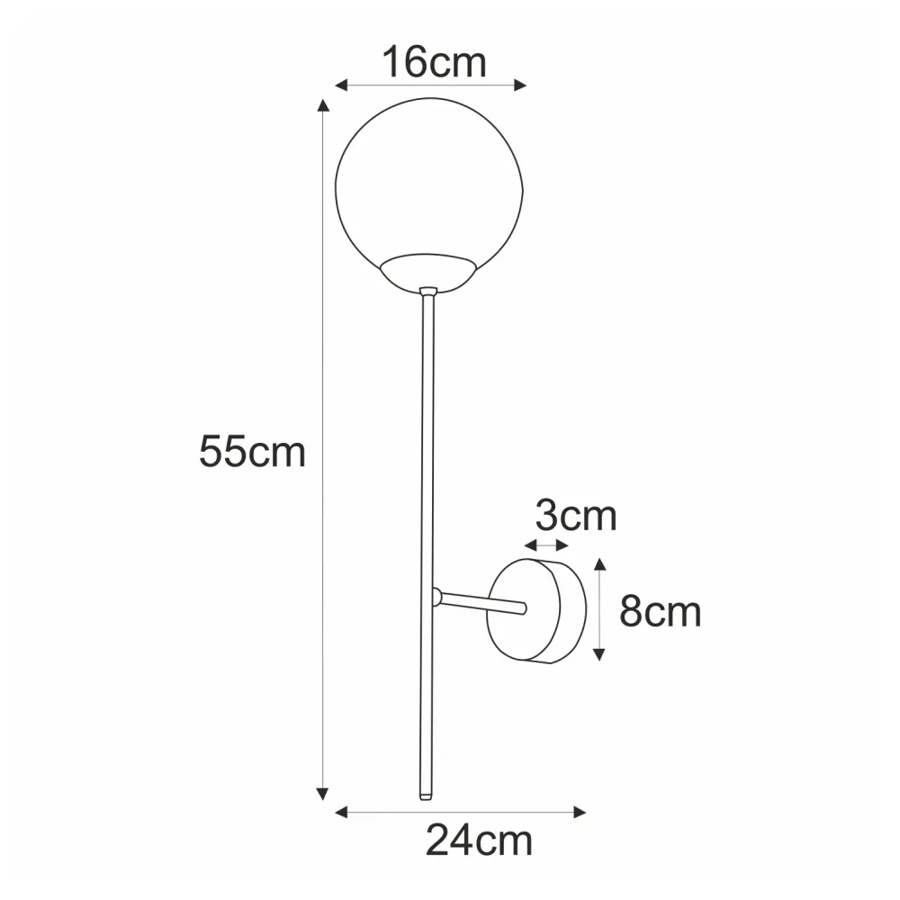 Applique murale Kaja Lumia 1L, douille E27, hauteur 55 cm