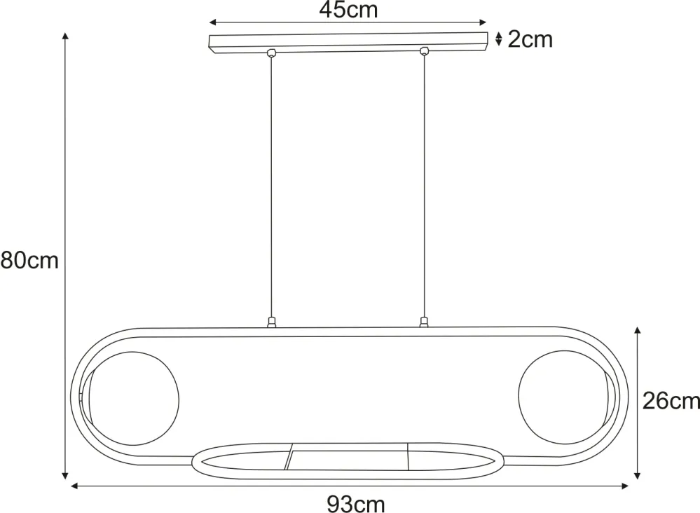 Kaja Finestra 2L suspension linéaire E27 H 80,0cm