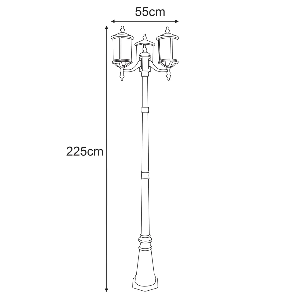 Lampadaire Kaja Detroit 3L E27 H 225,0 cm