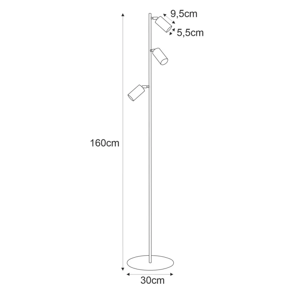 Lampadaire Kaja Kayla 3L GU10 H 160,0 cm