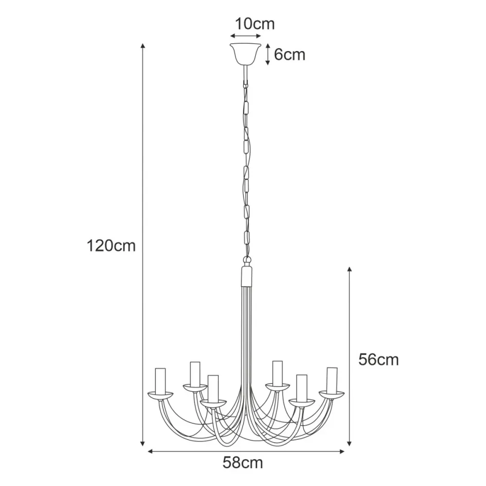 Lustre Kaja Perseo 6L E14 H 120,0cm