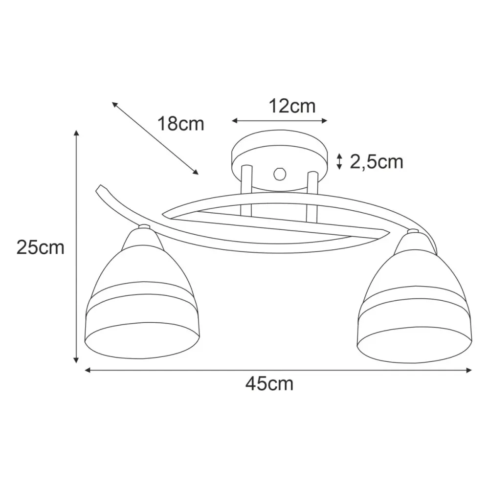 Plafonnier Kaja Colar 2L E14 H 25,0cm