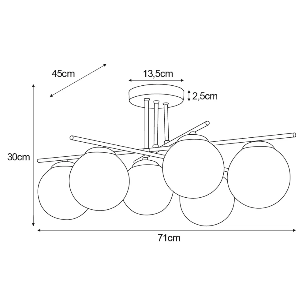 Plafonnier Kaja Grand 6L E14 H 30,0 cm