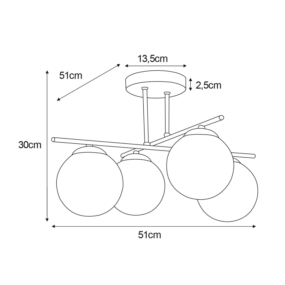Plafonnier Kaja Grand 4L E14 H 30,0 cm